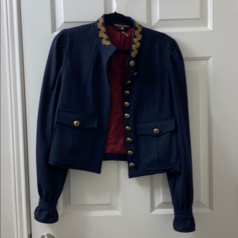FREE PEOPLE Structured Blue Blazer